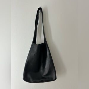 MANGO Black Leather Tote
